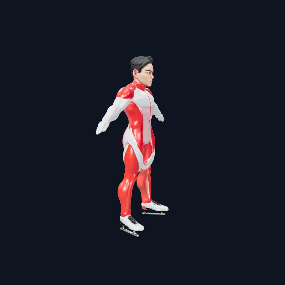 Speed Skater Character Model Rigged and Animated